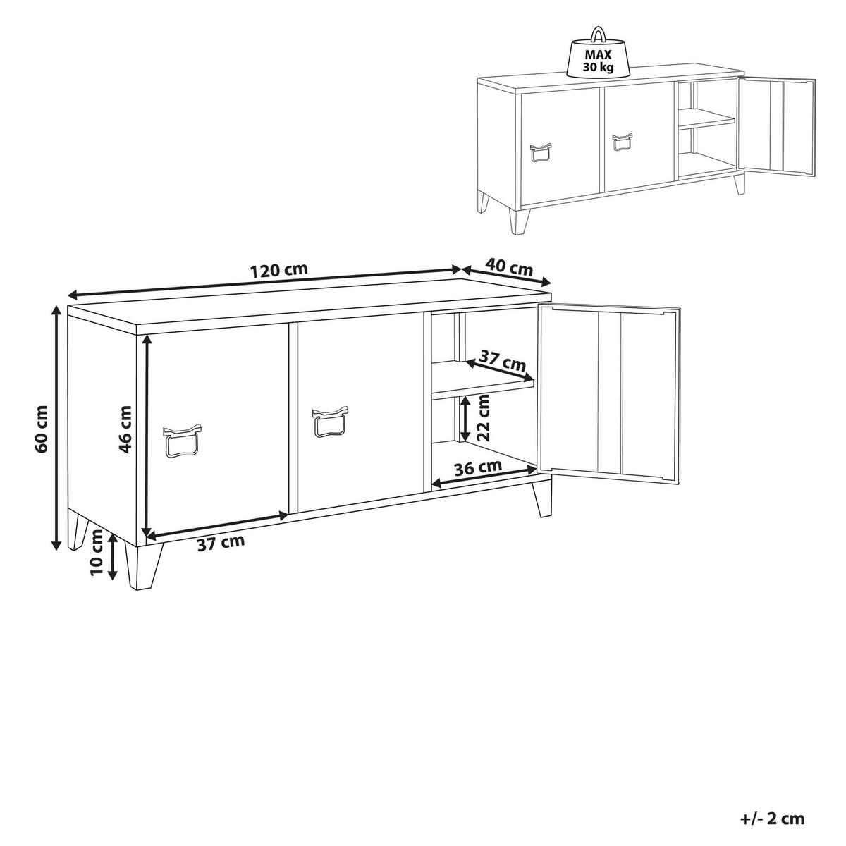 BÜROSCHRANK Metall Grün Cardiff - Grün, Metall (120/60/40cm) - Beliani