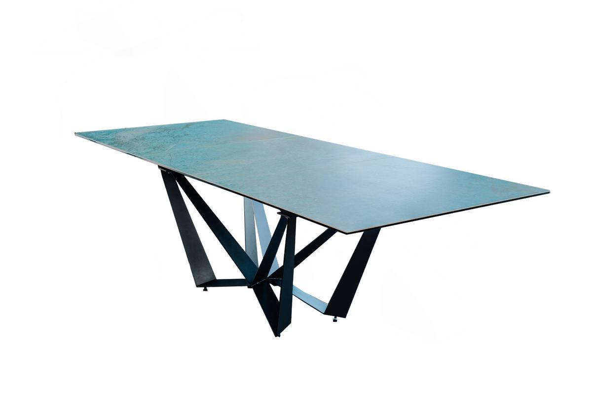 ESSTISCH ODAR Grün Glas - Schwarz/Grün, Glas/Metall (180/100/76cm) - KAWOLA