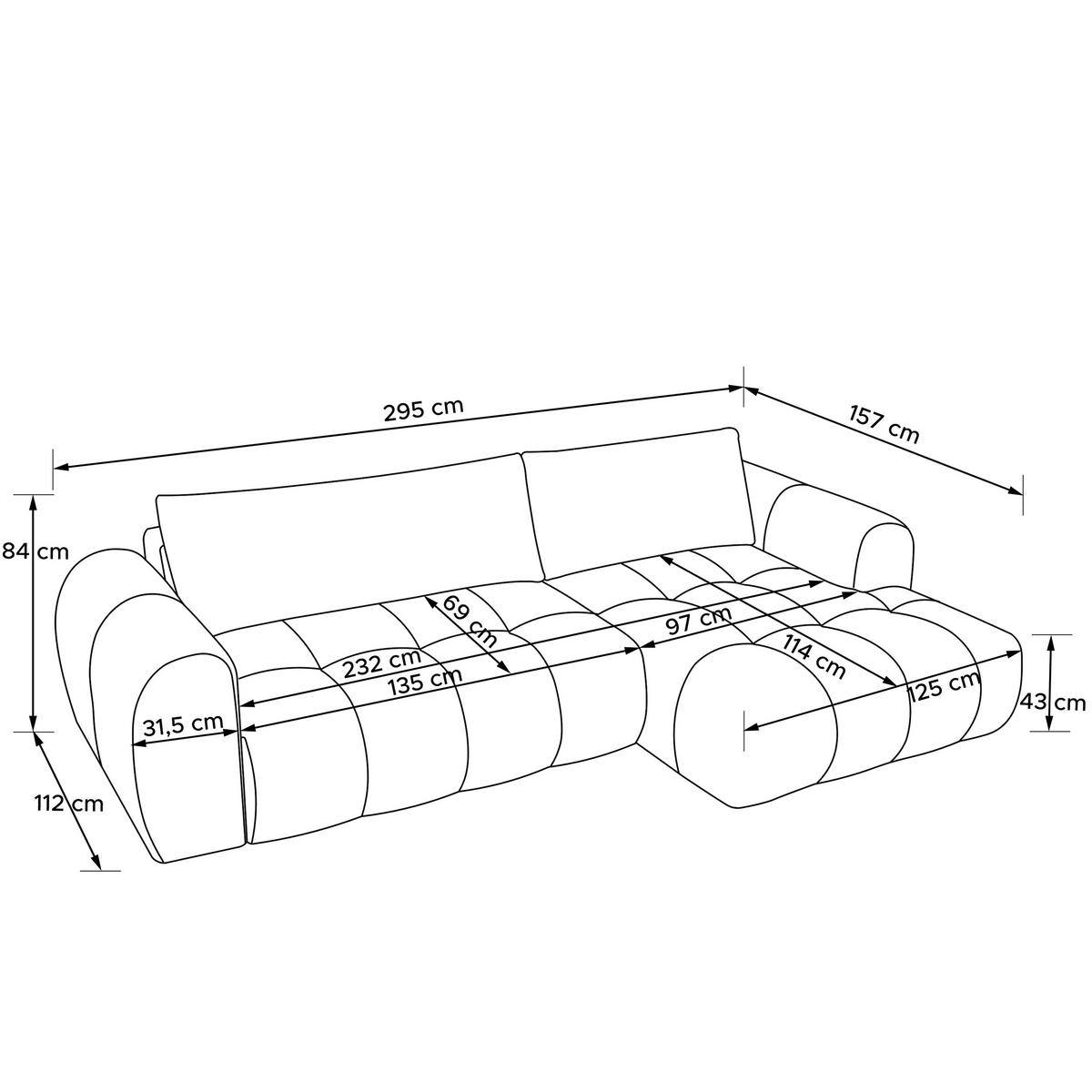 ECKSOFA MIT HOCKER LIRA, Honigfarben, Bouclé - Honig, Holz/Holzwerkstoff (96/50cm) - KONSIMO®