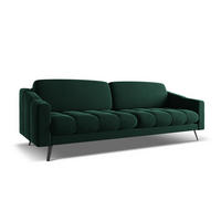 4-SITZER-SOFA Samt Stoff Grün - Dunkelgrün/Schwarz, Textil/Metall (238/80/95cm) - Makamii