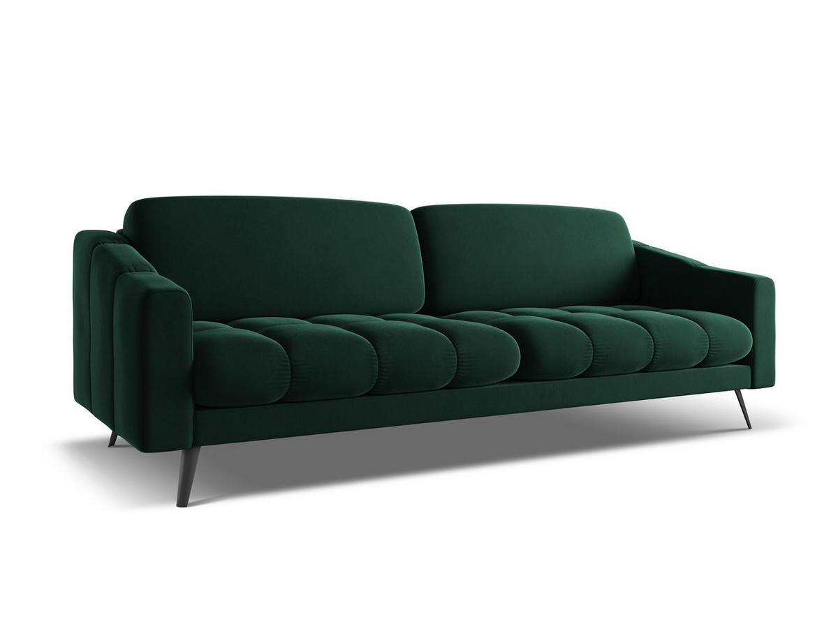 4-SITZER-SOFA Samt Stoff Grün - Dunkelgrün/Schwarz, Textil/Metall (238/80/95cm) - Makamii