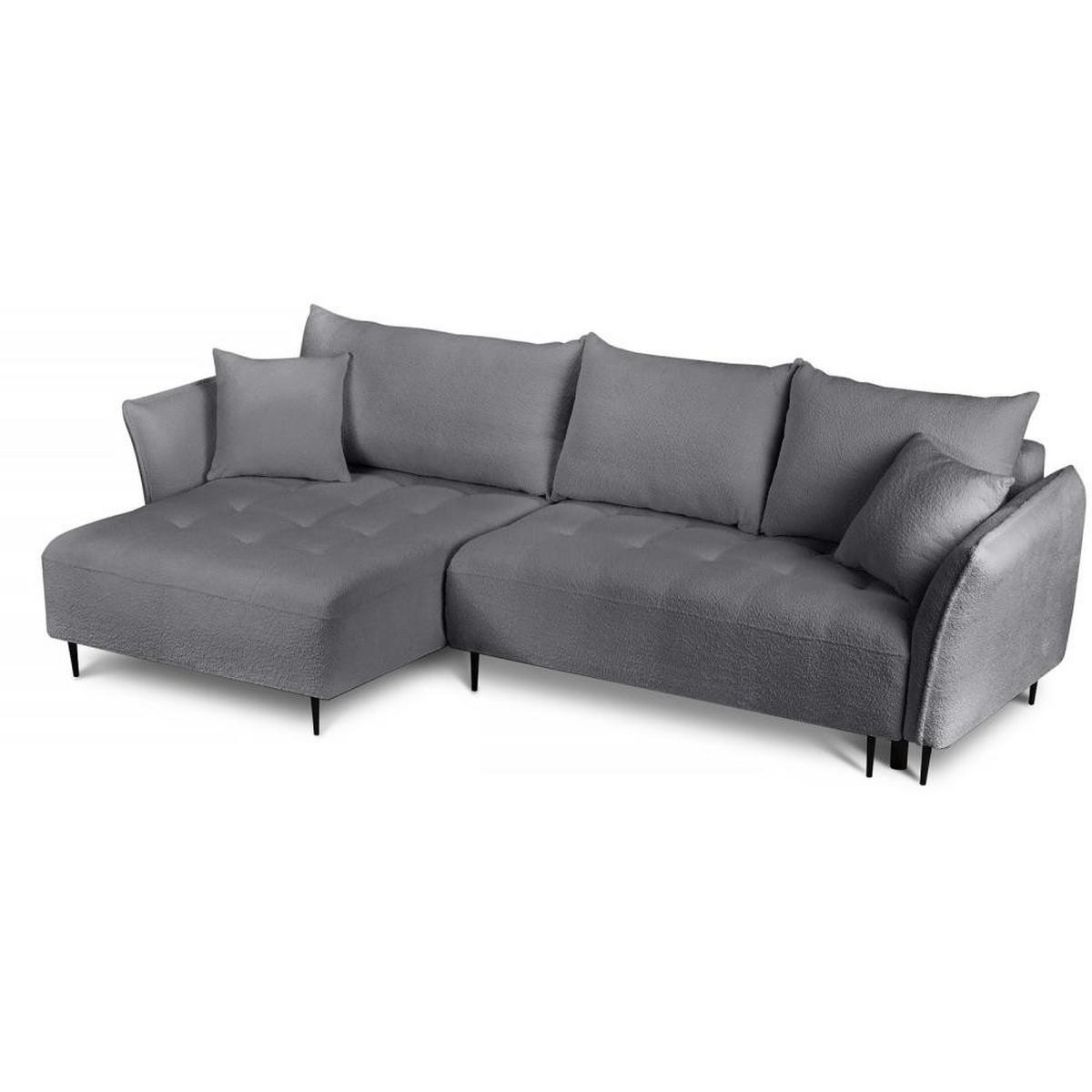 ECKSCHLAFSOFA Bari links dunkelgrau - Dunkelgrau/Schwarz, Textil (276/158cm) - Beautysofa