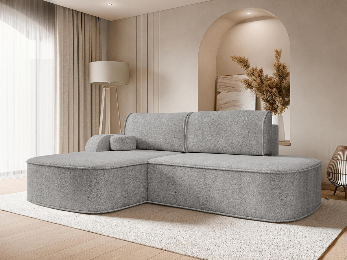 ECKSOFA Koro, Seite: Links - Hellgrau/Schwarz, Holz/Kunststoff (256/177cm) - MIRJAN24