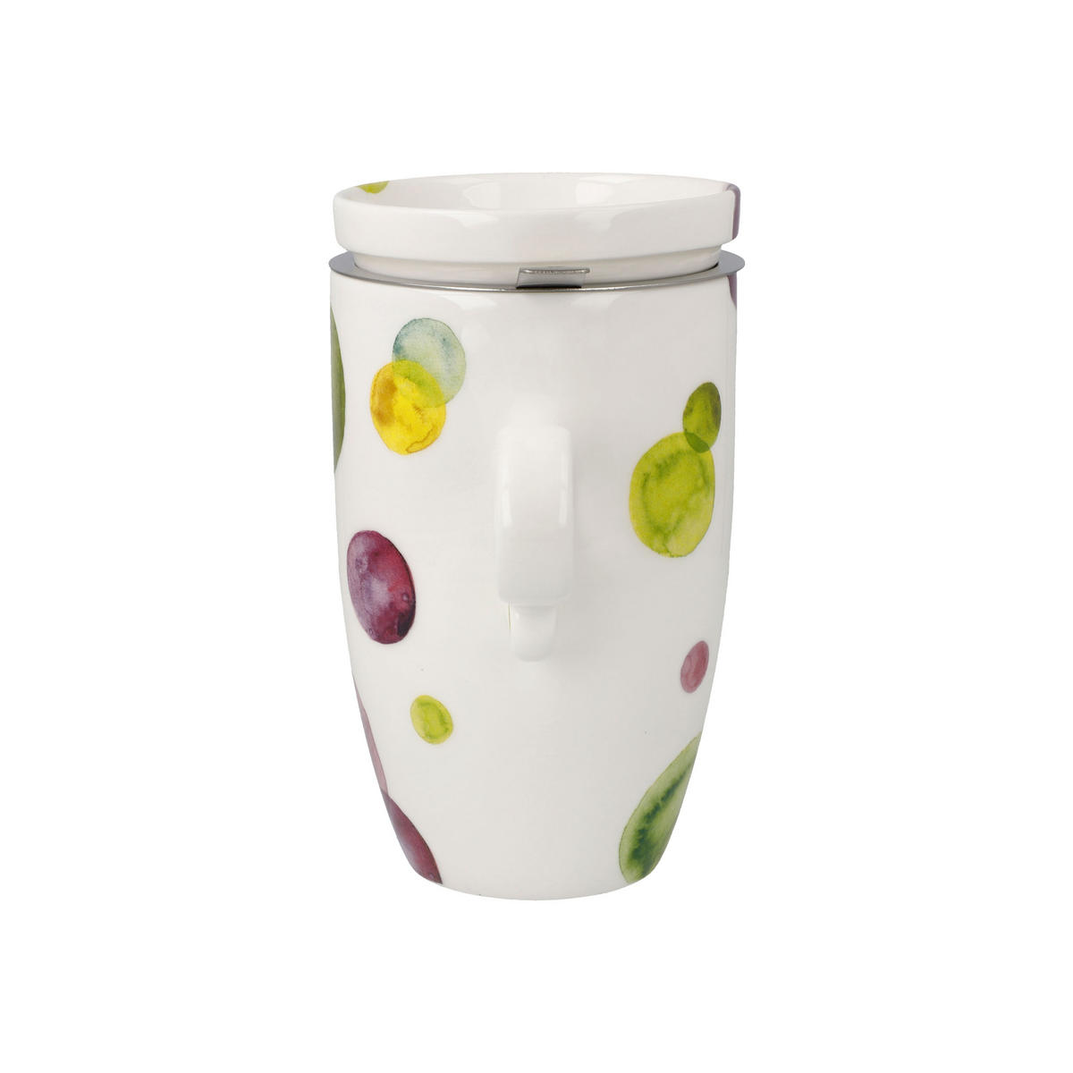 TEETASSE Colori Mix mit Deckel und Sieb, Fine Bone China, Metall, Bunt, 450 ml - Multicolor, Keramik (0.45L) - Goebel