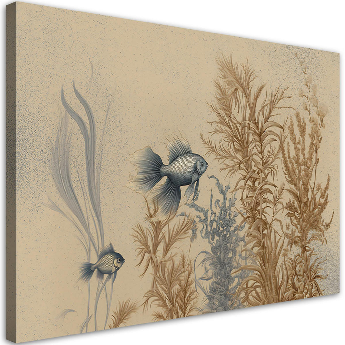 WANDBILD für das wohnzimmer ai fische und meerespflanzen - Beige, Textil (60/40cm) - Feeby