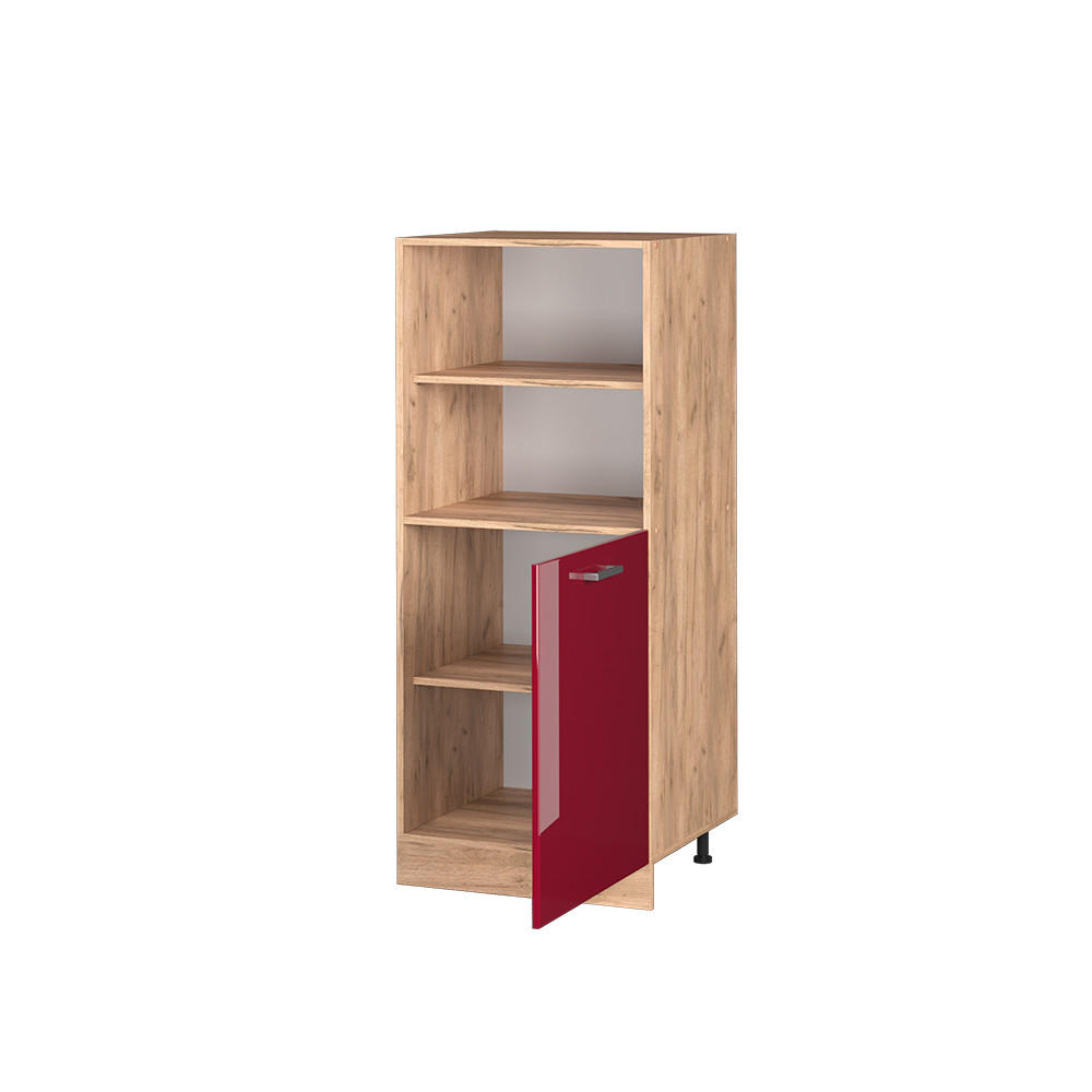 HERDUMBAUSCHRANK R-Line Rot Hochglanz 60 cm - Honigeiche/Bordeaux, Holzwerkstoff (60/143/57cm) - Vicco