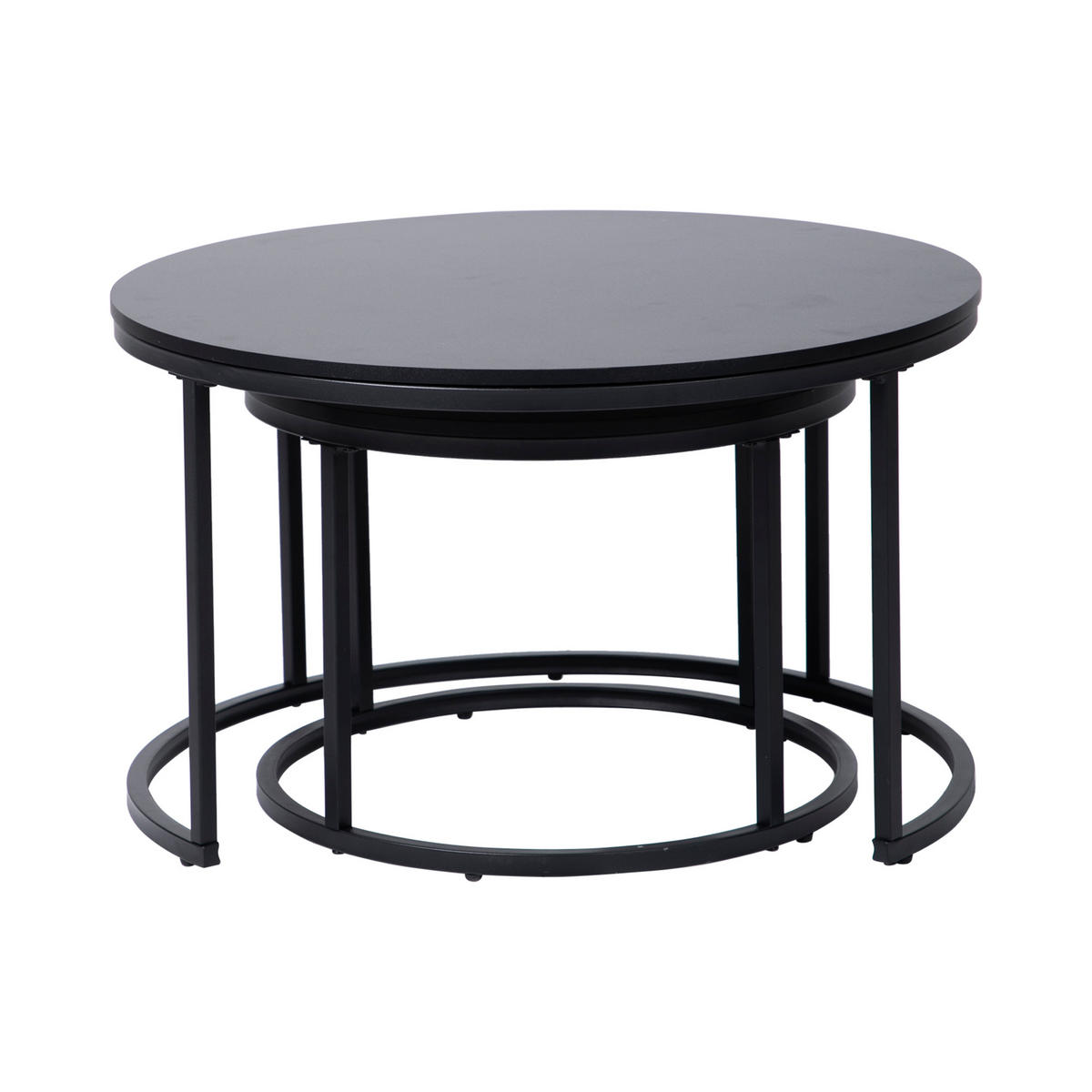 COUCHTISCH 2er Set rund schwarz - Schwarz, Holzwerkstoff (70/70/42.5cm) - Home Collective