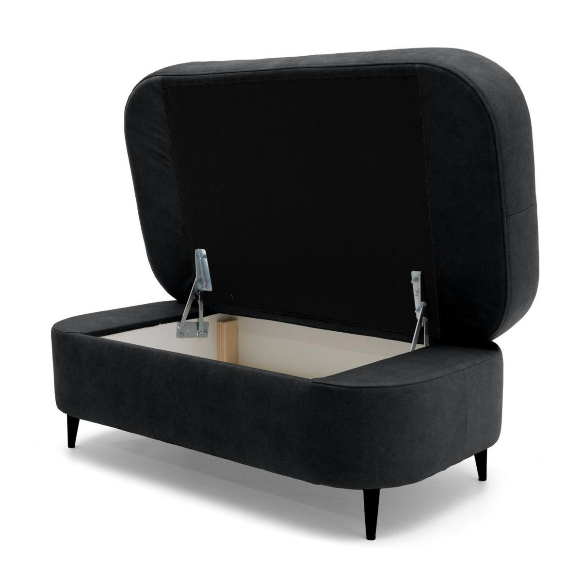 POUF PRIAM 104 x 60 cm Velours Anthrazit - Anthrazit/Schwarz, Holz/Textil (104/43/60cm) - Muffo