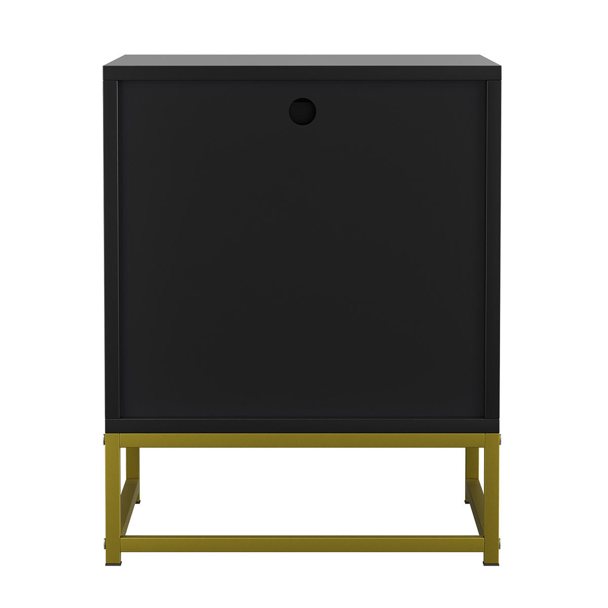 NACHTTISCH 43 cm Schwarz & Natur – Nachtkonsole mit Schublade & Metallbeinen Industrial - Naturfarben, Holzwerkstoff (43/55/40cm) - Urban Meuble