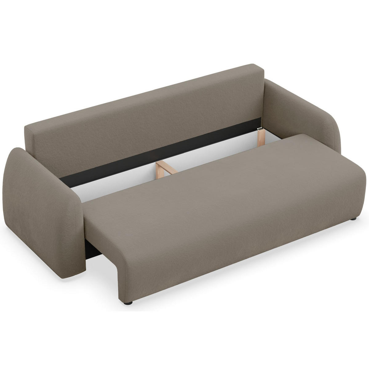 3-SITZER SOFA Nubelle Dunkelbeige Chenille-Bezug - Beige/Schwarz, Kunststoff/Textil (244/85/93cm) - Selsey