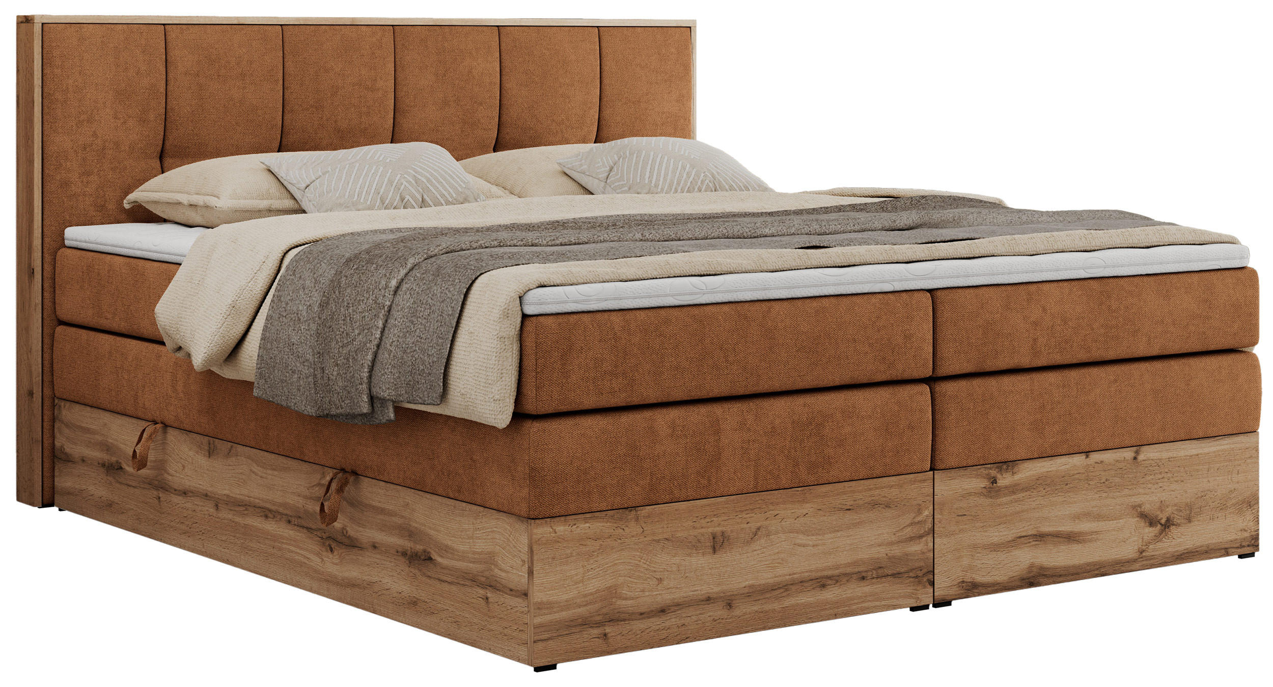 BOXSPRINGBETT ALBERO 1 KING 120/200 Orange Strukture - H3 - Orange, Holz/Textil (120/200cm) - MKS