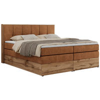 BOXSPRINGBETT ALBERO 1 KING 180/200 Orange Strukture - H3 - Orange, Holz/Textil (180/200cm) - MKS
