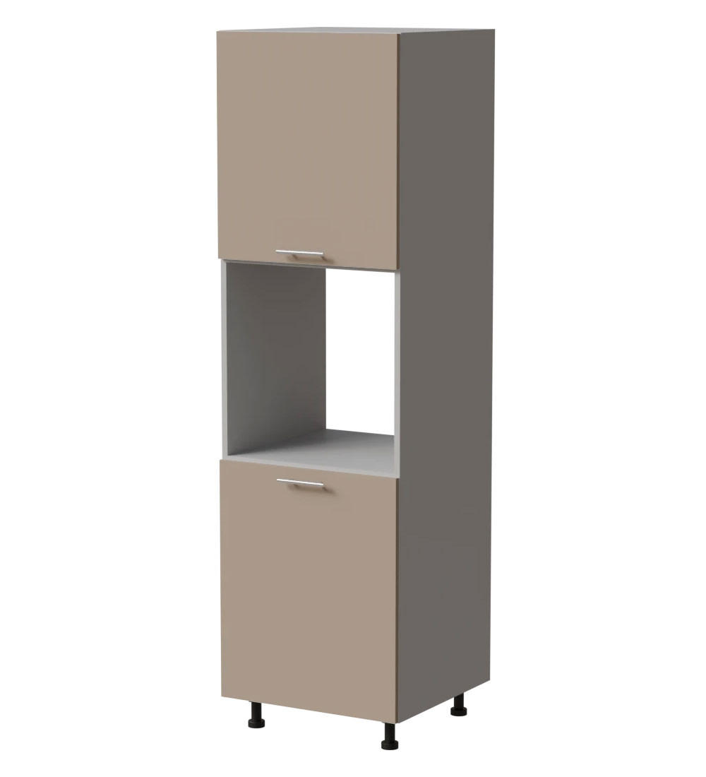 BACKOFENUMBAUSCHRANK Brerra D14/RU/2D RAL 1019 graubeige Matt / Grau Matt 60 / 59 / 207cm - Beige/Grau, Holz/Holzwerkstoff (60/207/59cm) - Feldmann-Wohnen