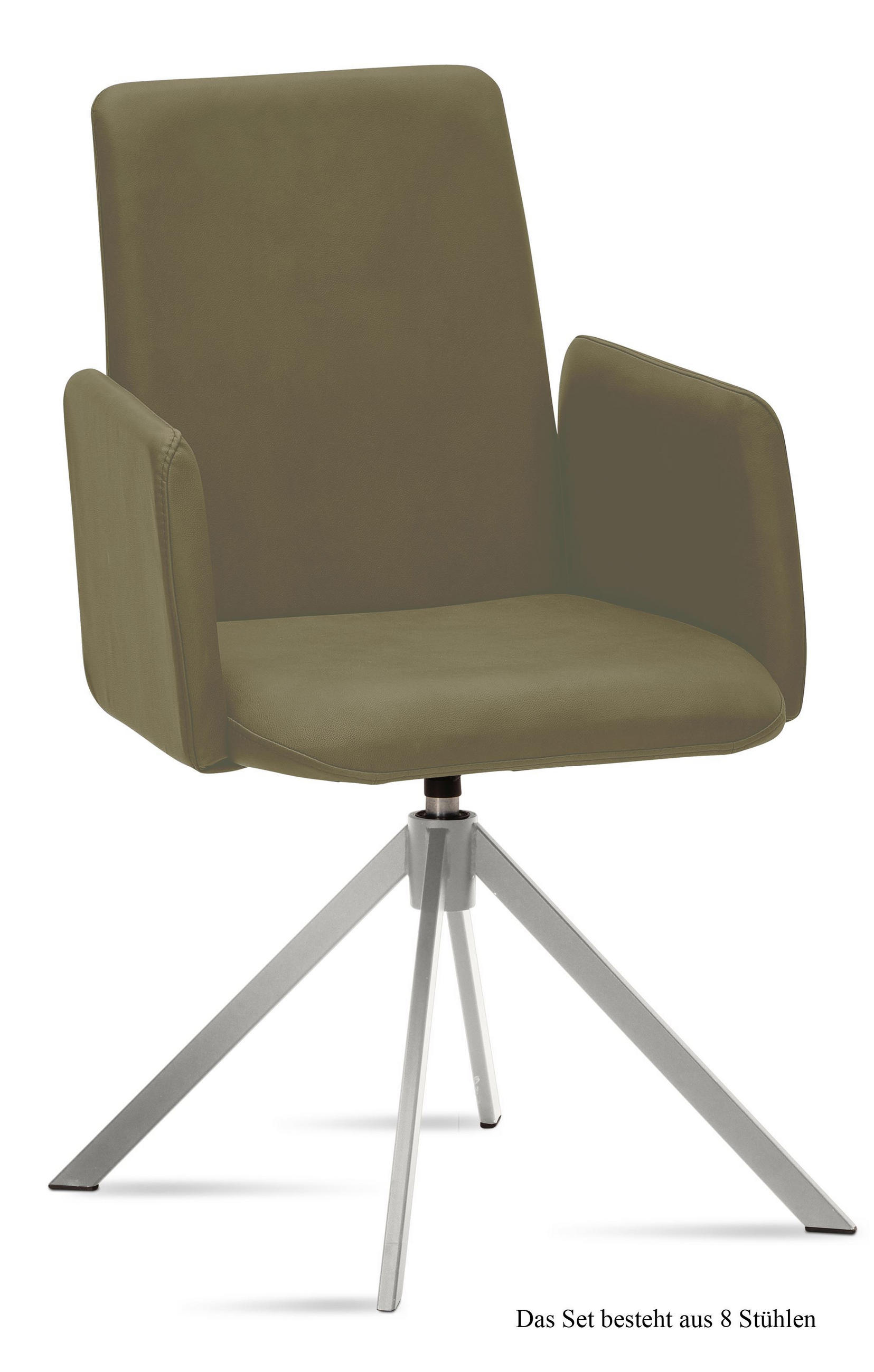 ARMLEHNSTUHL drehbar (8er-Set) Dreama 52x92x60 Edelstahl/Olivgrün - Edelstahlfarben/Olivgrün, Kunststoff (60/92/52cm) - 58aufmkessel