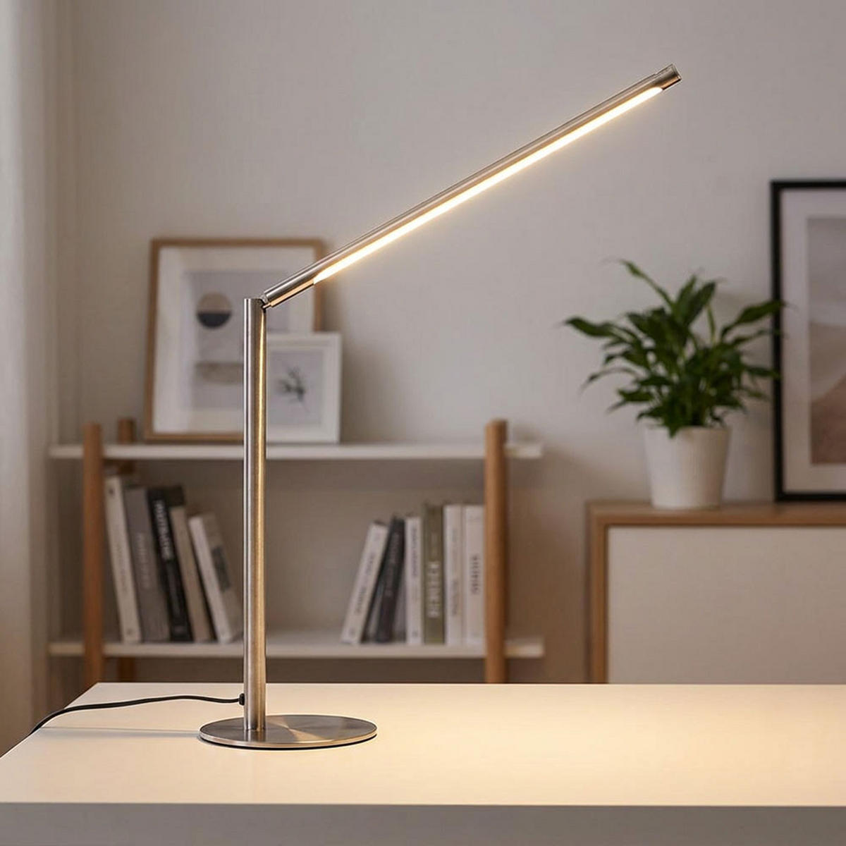 LED TISCHLEUCHTE CARLO Metall nickel-matt, dimmbar - Silberfarben, Metall (15.5/40/40cm) - Nowa