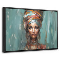 LEINWAND Bilder mit Rahmen - Frau - Kunst - Schmuck - Porträt - 30x20 - Blaugrau, Textil (30/20cm) - MuchoWow