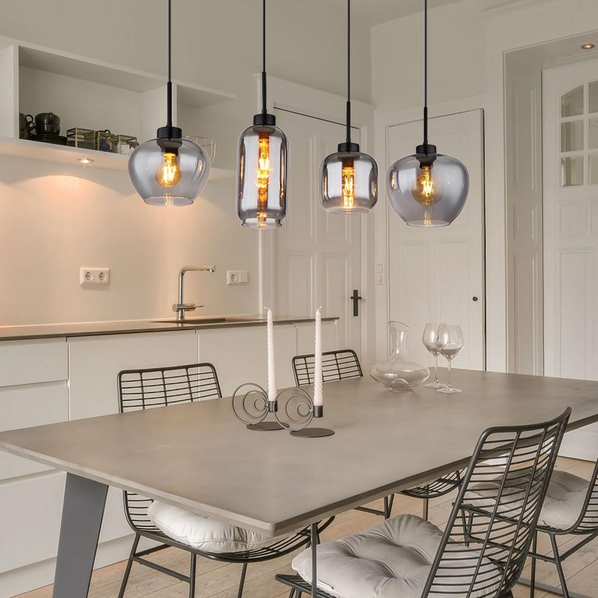 HÄNGELEUCHTE Metall Rauchglas Grau - Grau, Glas (99.5/24/120cm) - Globo Lighting