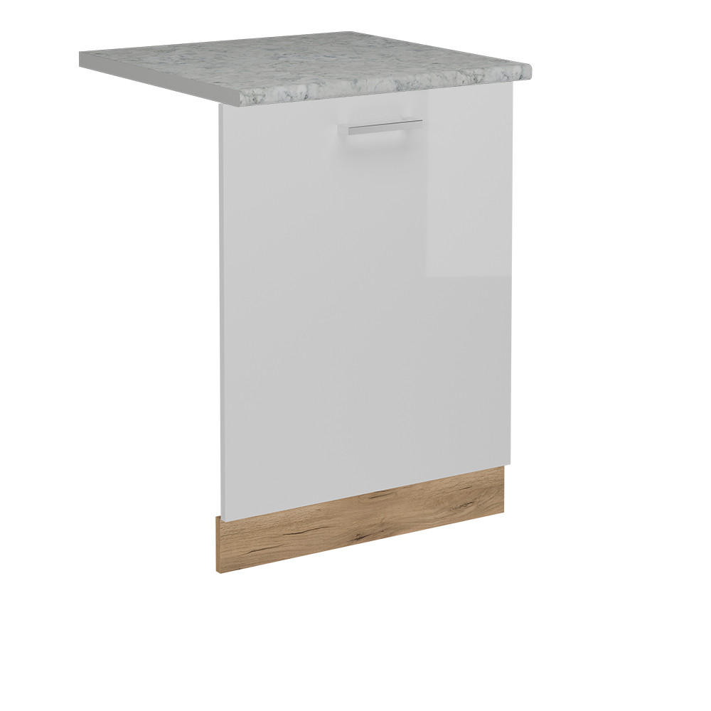 FRONTBLENDE R-Line Weiß Hochglanz 60 cm , AP Marmor - Honigeiche/Weiß Hochglanz, Holzwerkstoff (60/81.8/1.6cm) - Vicco