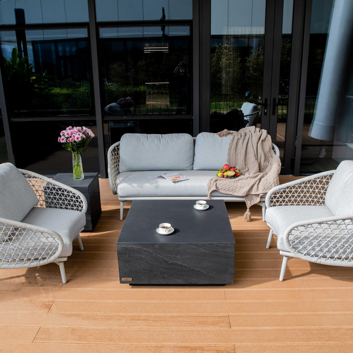 COUCHTISCH COLORADO aus GF-Beton Quadrat, Wetterbeständig, 86x86x41 cm - Dunkelgrau, Naturmaterialien (86/86/41cm) - Elementi