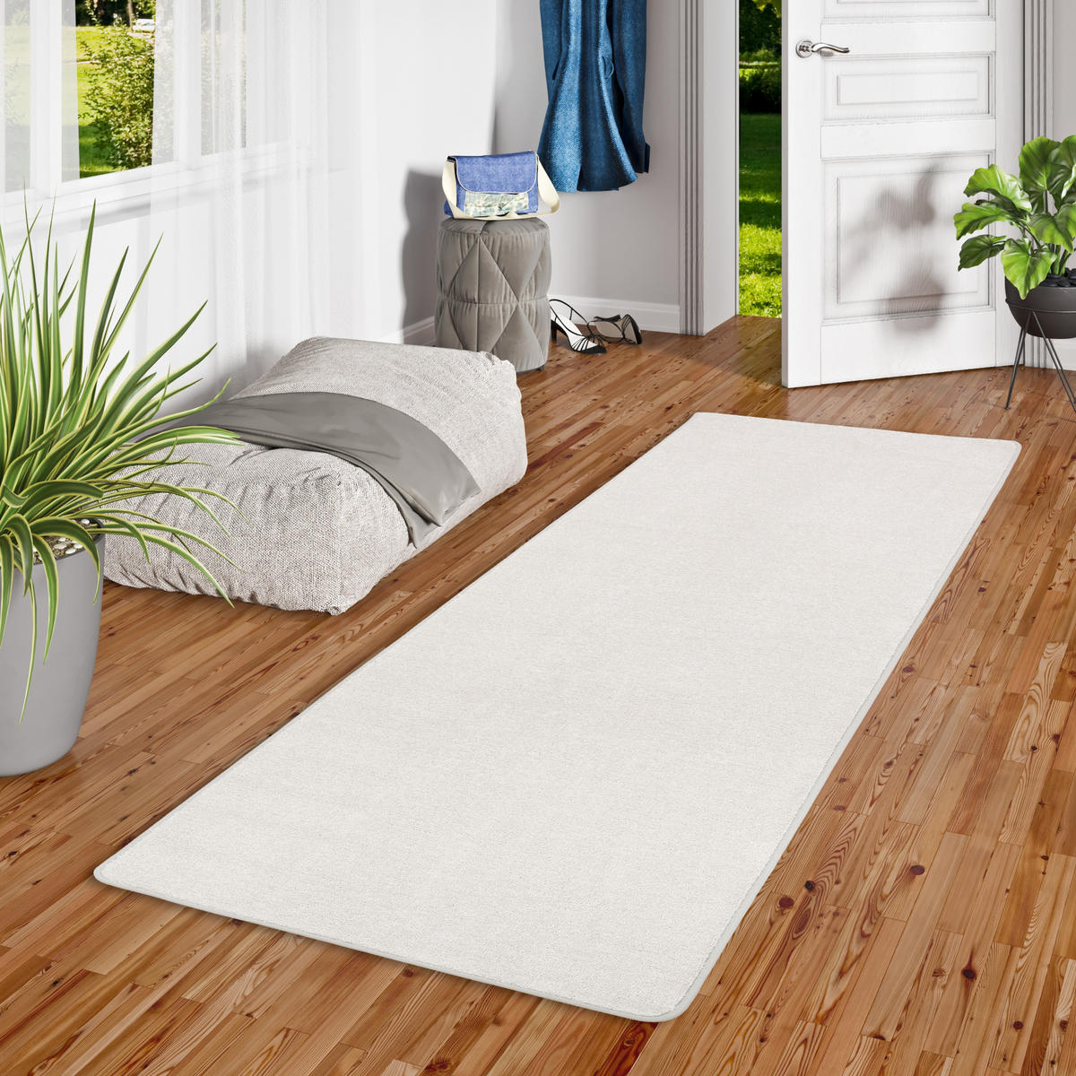 HOCHFLOR VELOURS LÄUFER TEPPICH LUNA - Hellgrau, Textil (100/300cm) - Snapstyle