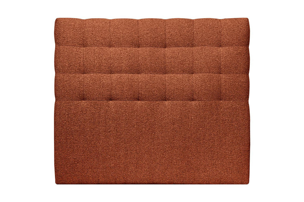 KOPFTEIL gepolstert - Gesteppt – Terrakotta-Bouclé-Stoff - 180 cm - Beige/Terra cotta, Holz (180/120/10cm) - Sommeil de Plomb