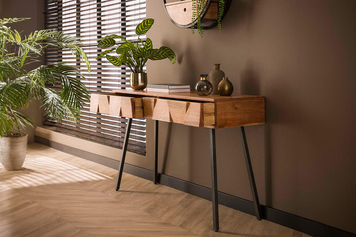 KONSOLENTISCH ANYL Braun Holz - Schwarz/Braun, Holz (40/125/77cm) - KAWOLA