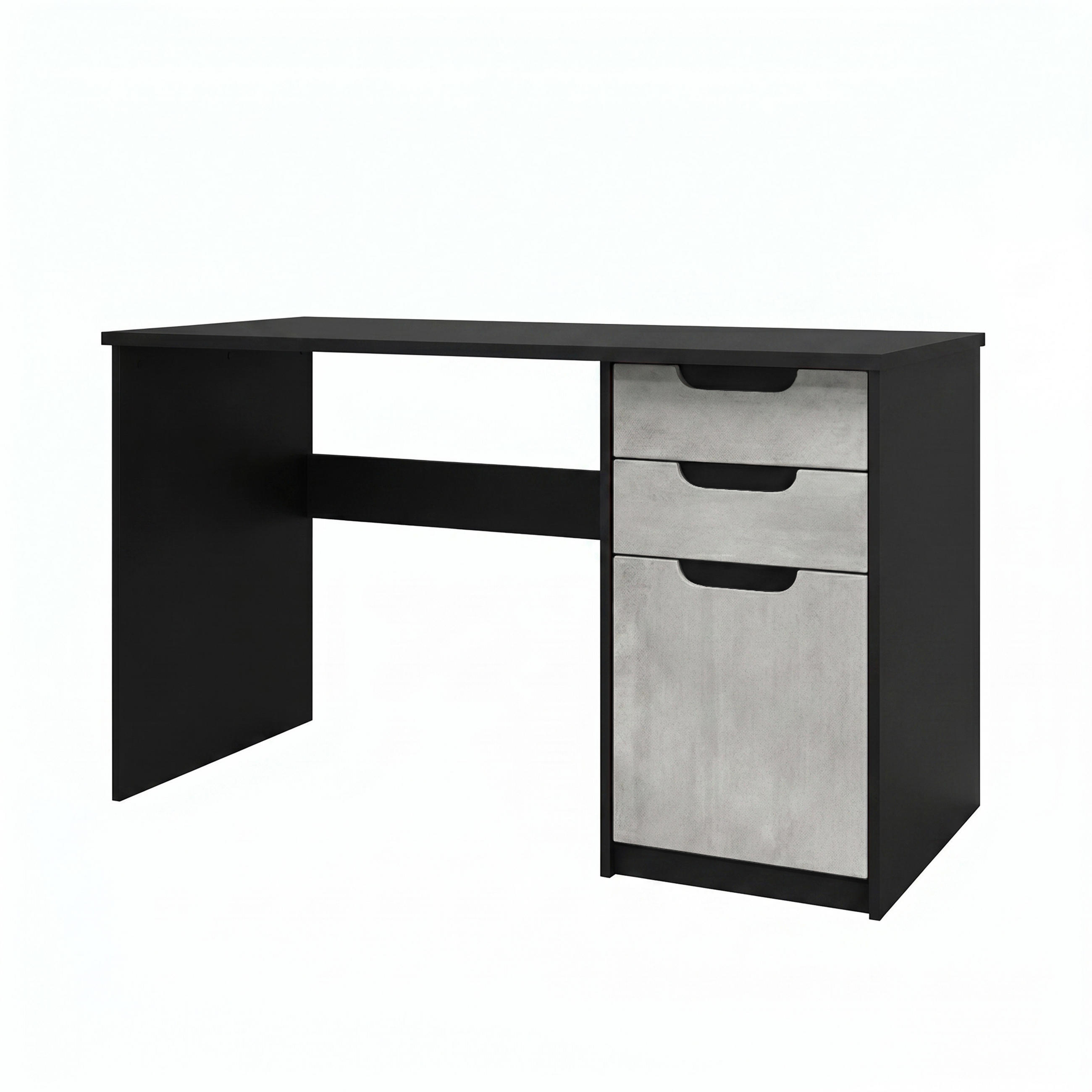 SCHREIBTISCH Logan Fronten in Beton Oxid Optik - Hellgrau, Holzwerkstoff (60/129/76cm) - Vladon