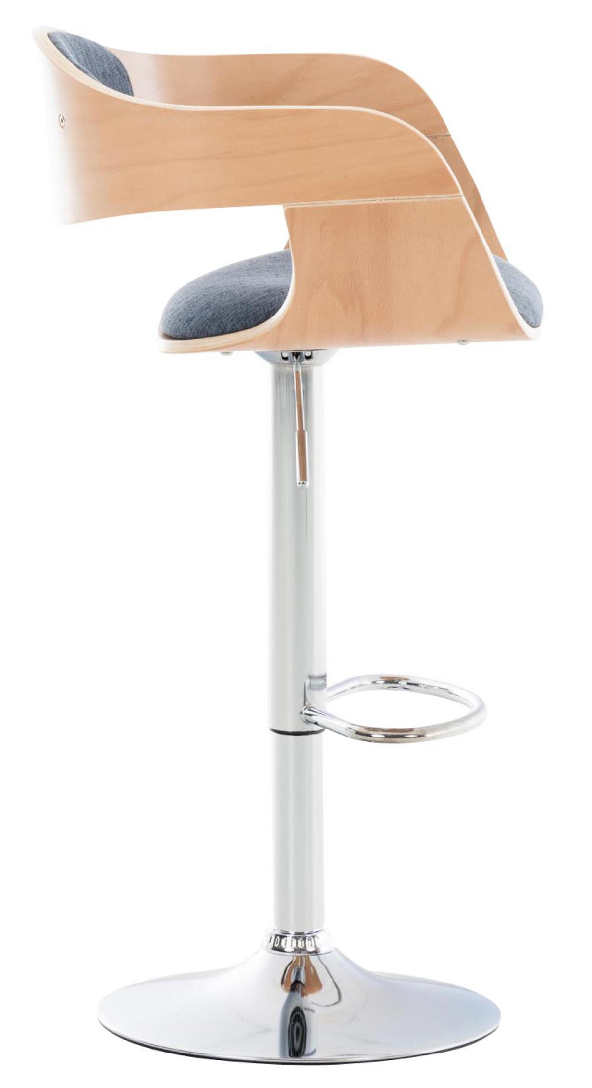 BARHOCKER 2er Set Stoff natura/blau - Chromfarben/Blau, Textil/Metall (50/88/48cm) - CLP
