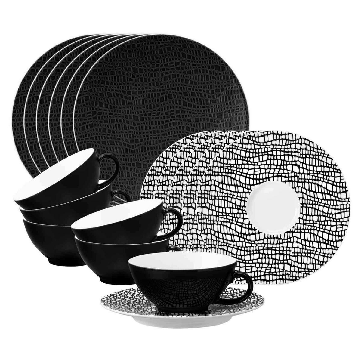 TEESERVICE Life Fashion Glamorous Black 18er Set - Schwarz, Keramik (1/1/1cm) - Seltmann Weiden