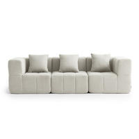 3-SITZER-SOFA Bouclé-Stoff Cremebeige - Beige, Textil (260/73/95cm) - MILYsofa