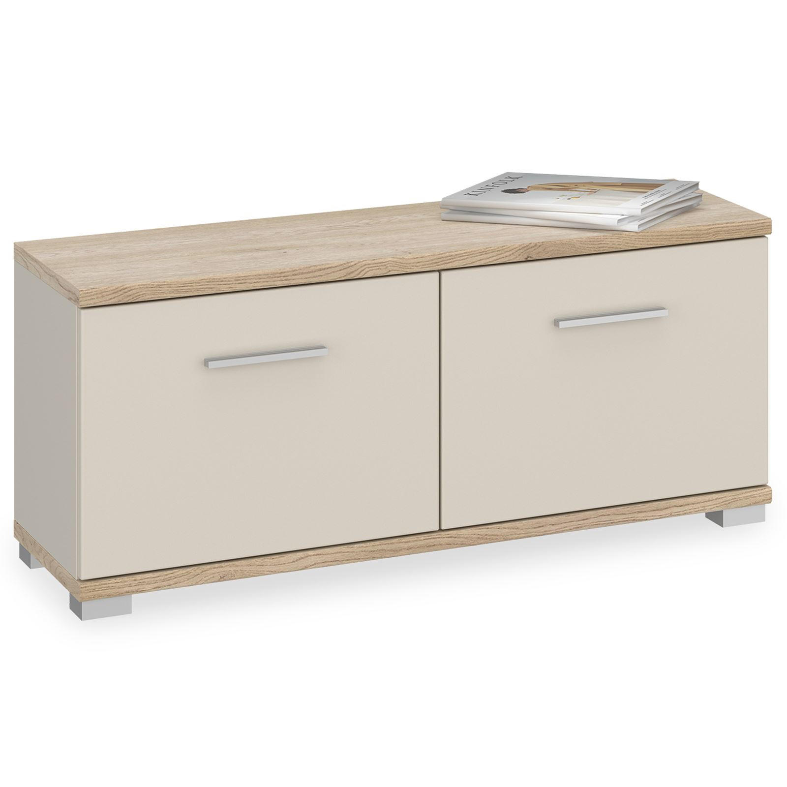 SITZBANK BILBAO - Kaschmir/Sonoma Eiche, Holzwerkstoff (90/40/34cm) - IDIMEX