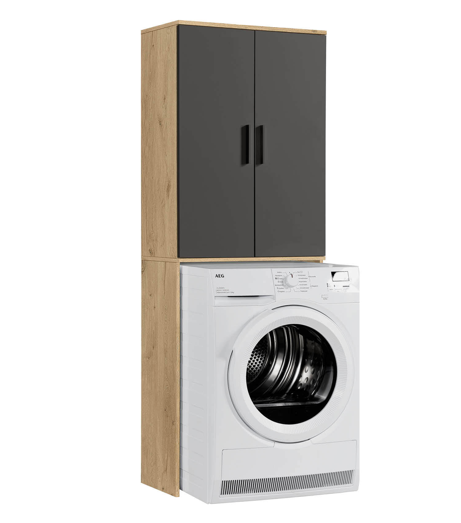 WASCHMASCHINENSCHRANK Der Saubermann - Anthrazit, Holzwerkstoff (65/180/34cm) - Mokebo