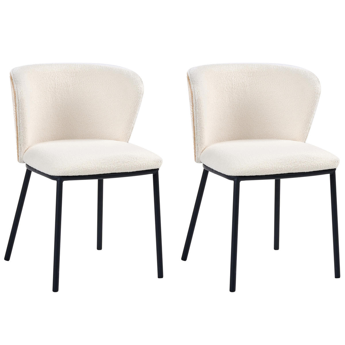 JÍDELNÍ ŽIDLE 2 ks sada Bouclé Krémově bílá Hoskin - krémová, textil (53/75/56cm) - Beliani