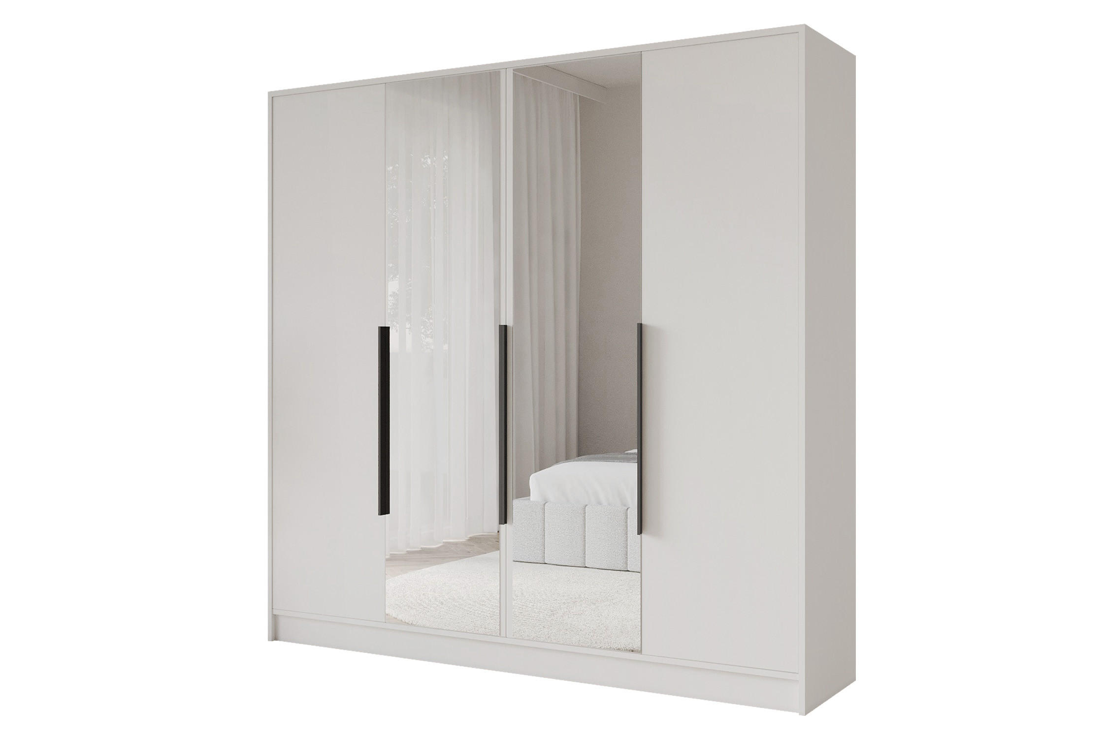 Altdecor Kleiderschrank Weiß, Schwarz 200x200x51 cm