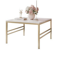 COUCHTISCH FORMA 70/70 cm Quadrat, Gold / Weiß Hochglanz - Weiß Hochglanz/Goldfarben, Metall (70/70/46cm) - Idohome