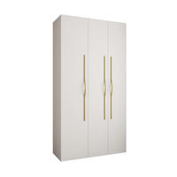 DREHTÜRENSCHRANK 245,5/130/40 3-türig - Goldfarben/Weiß, Holz/Metall (130/245.5/40cm) - Abiks Möbel