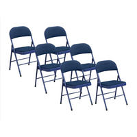 KLAPPSTUHL 6er-Set - Samt & Metall - Blau - ORTENSIA - Blau, Textil (49/79/46cm) - Vente-Unique