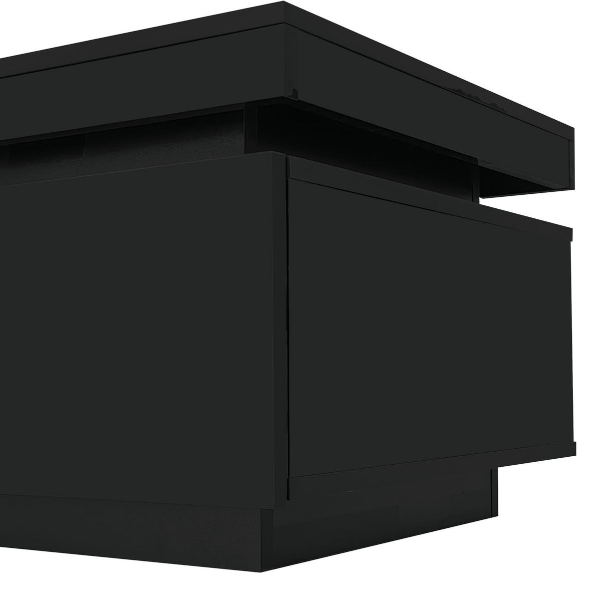COUCHTISCH aus Spanplatte 100x50x40,3 cm Schwarz mit Hochglanzoberfläche, LED-Beleuchtung und Schublade - Schwarz, Holzwerkstoff (100/50/40.3cm) - IVMEU