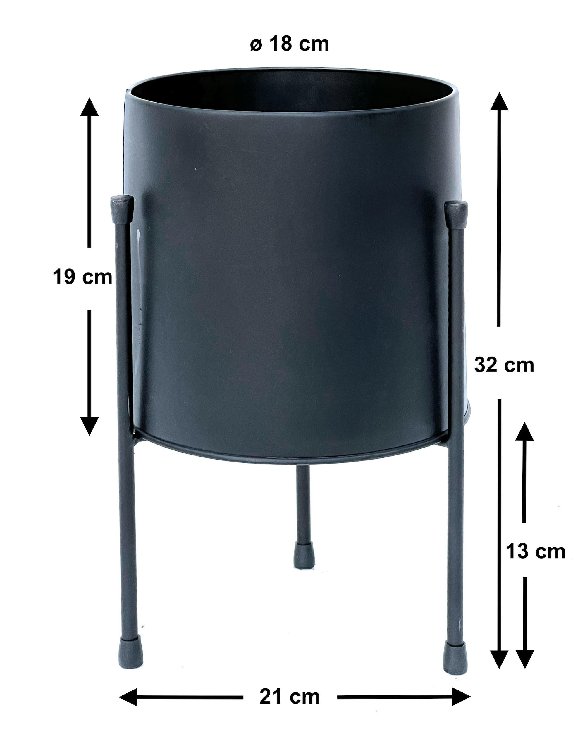 BLUMENHOCKER mit Topf Metall Schwarz 32 cm 96261 - Schwarz, Metall (17/13/17cm) - DanDiBo