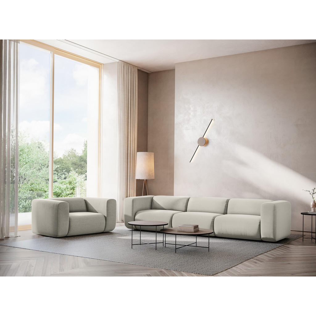 Thumbnail - Makamii 4-Sitzer-Sofa, Perlmutt, Textil, Füllung: Schaumstoff, 319x70x89 cm, Made in EU, Wohnzimmer, Sofas & Couches, So...