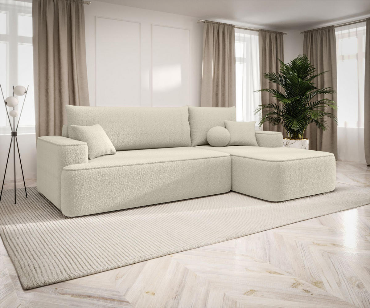 ECKSOFA mit Schlaffunktion FIGO Quelle 03 Rechts - Beige, Textil (250/150cm) - Bedante
