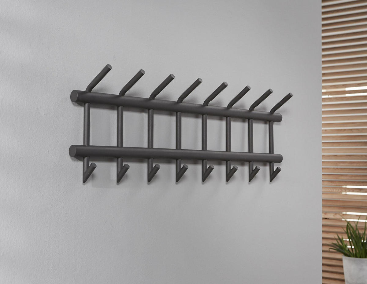 WANDGARDEROBE Lilly Grau 90/10/34 cm - Grau, Metall (10/34/90cm) - Hoyz Collection