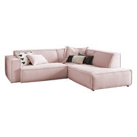 ECKSOFA SAMU Pink Cord - Pink/Schwarz, Textil (254/224cm) - KAWOLA