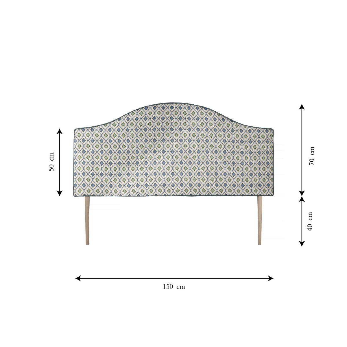 BETTKOPFTEIL 150 cm SUZANNE - Blau, Holz (160/74/8cm) - RNT By Really Nice Things