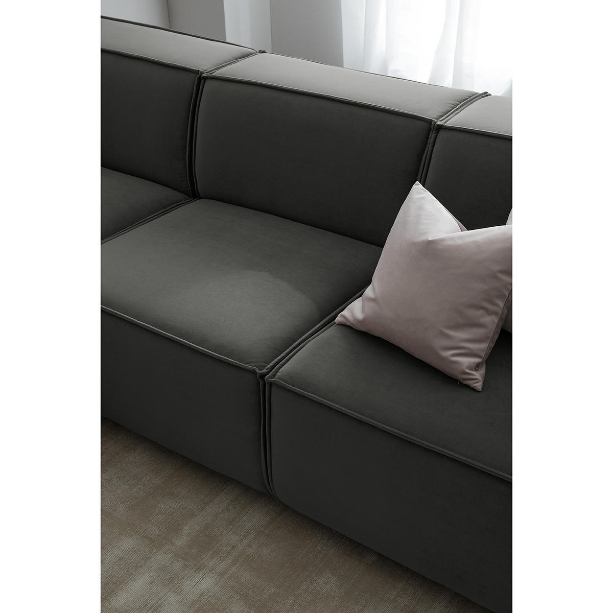 ECKSOFA mit Longchair - Schwarz/Grau, Kunststoff/Textil (260/177cm) - home24