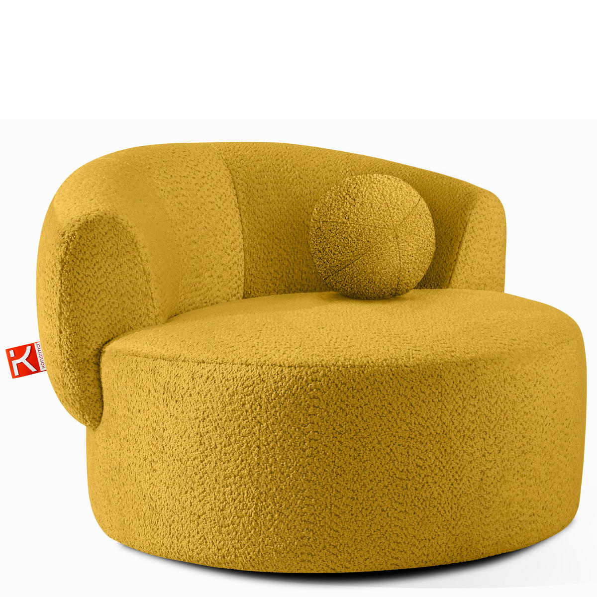DREHSESSEL VIRA, Gelb, Chenille - Gelb/Schwarz, Holz/Holzwerkstoff (105/76/100cm) - KONSIMO®