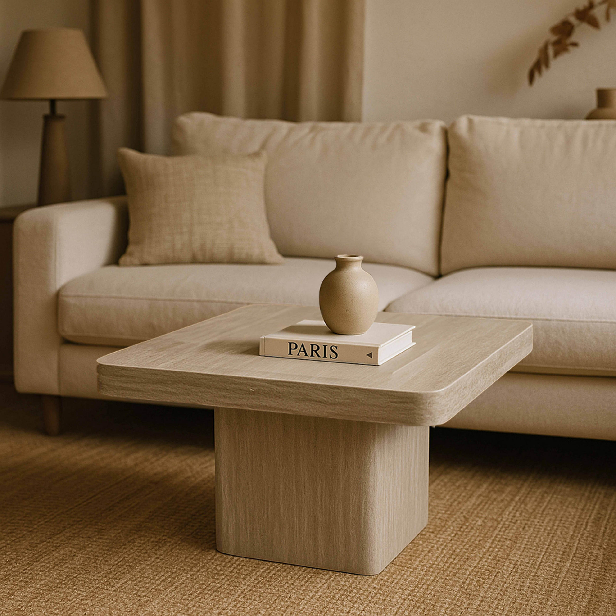 COUCHTISCH, Holzeffekt - Beige, Holz (80/80/45cm) - Oviala