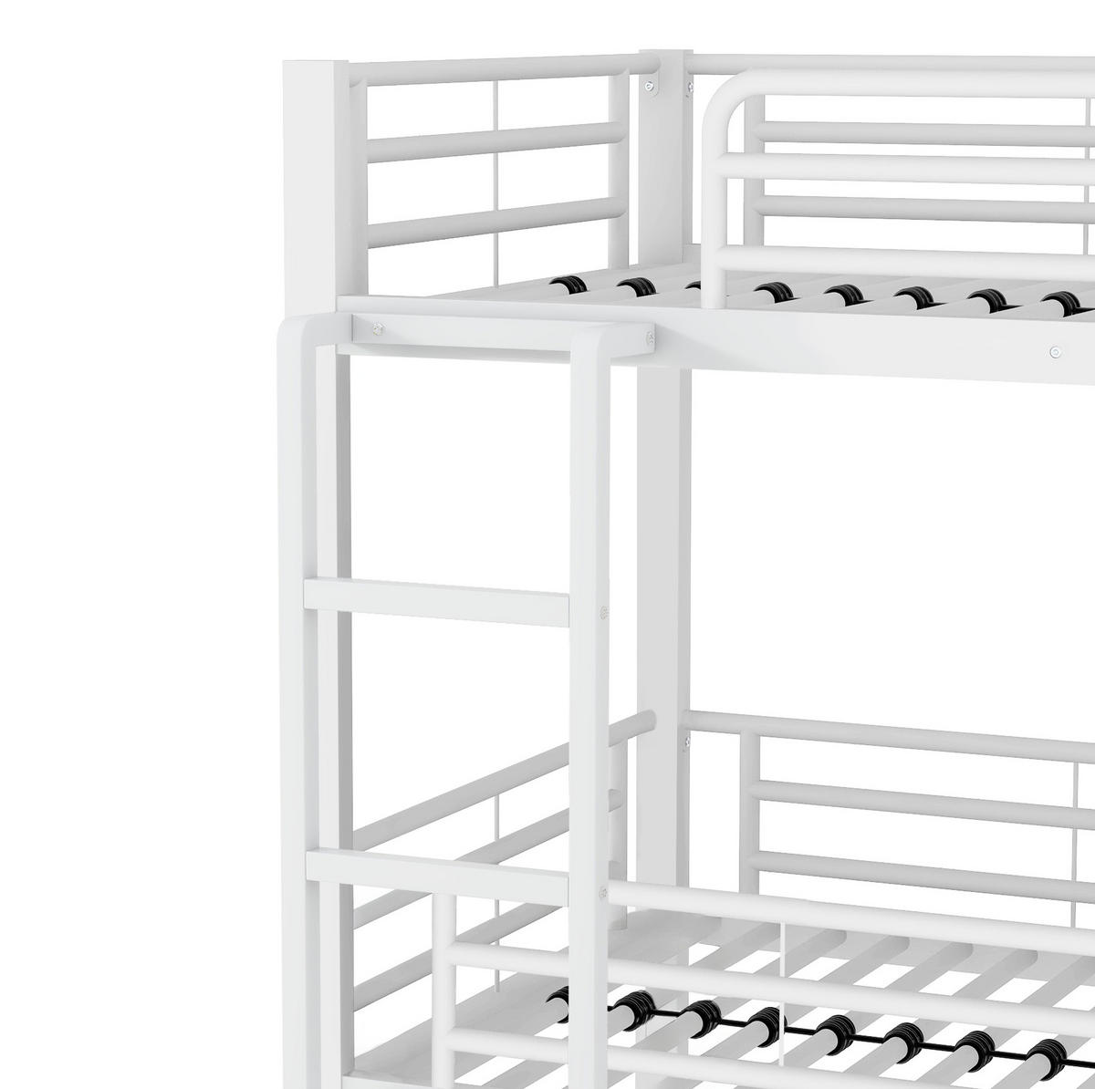 ETAGENBETT 90/200 cm aus Metall in Weiß, Dreifachbett mit Leiter - Weiß, Metall (90/200cm) - OKMYHOME