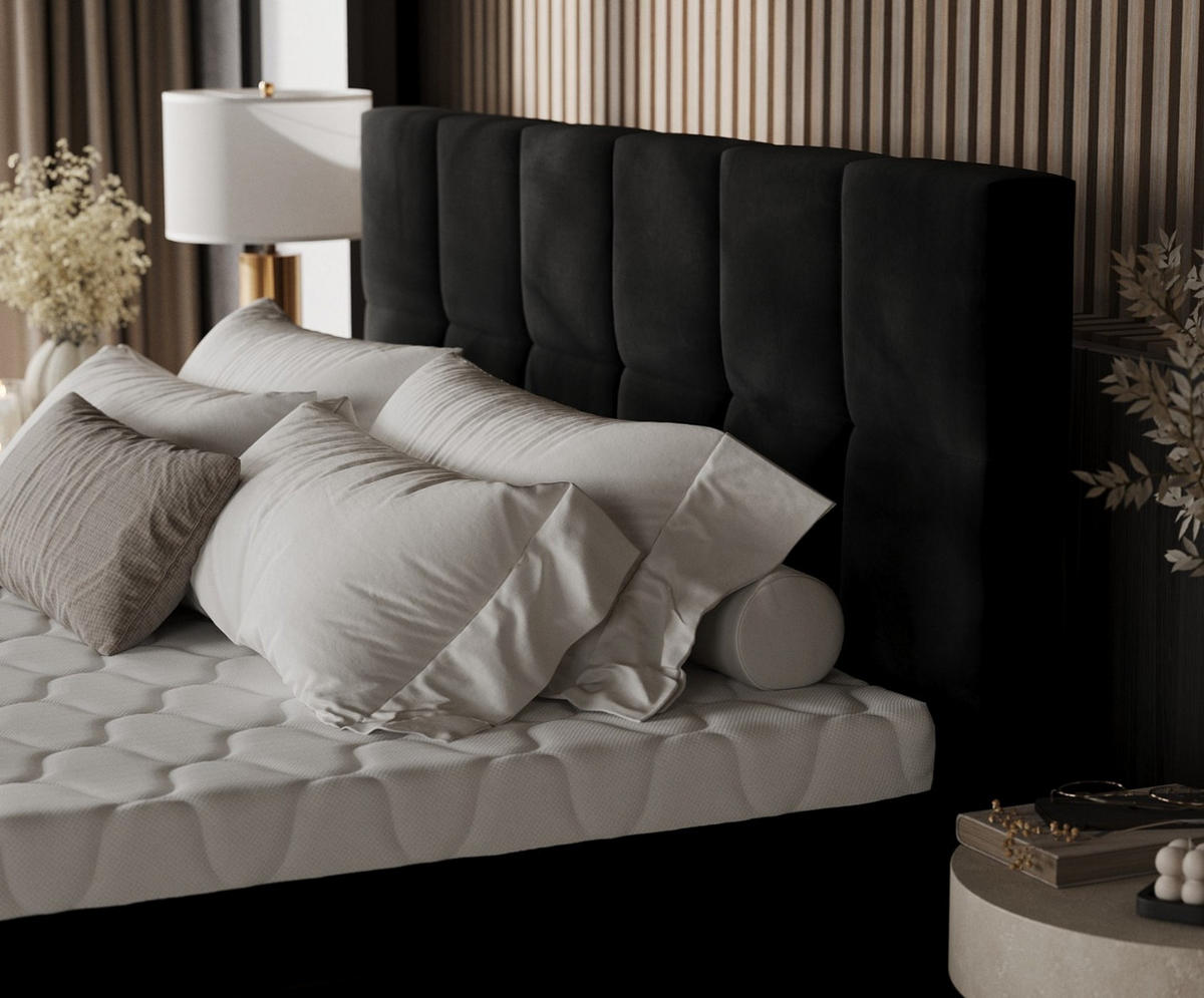 BOXBETT Elano 180/200 cm Schwarz im Kronos Stoff - Schwarz, Holz/Holzwerkstoff (180/200cm) - AltaBeds