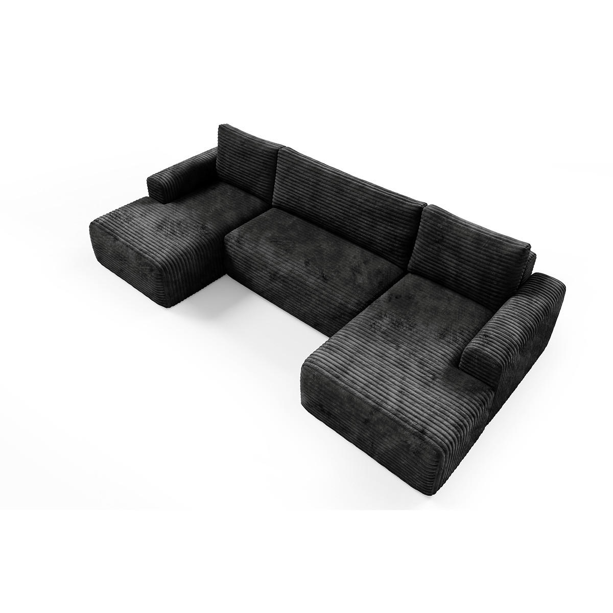 PANORAMASOFA Romeo 5 Sitzplätze Schwarz - Schwarz, Holz (345/92/163cm) - Petits-meubles